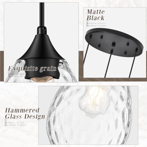 Black Glass Pendant Lights Kitchen Island 3 (Black, 3-Light / 6.3 Inch, 3-Light)