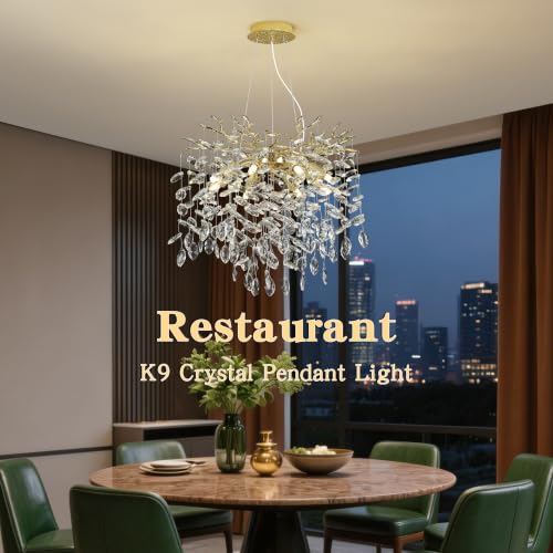 Modern Crystal Tree Branches Chandelier (Gold / Round 18")