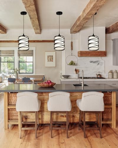 Black Modern Pendant Light for Kitchen Island Over Sink (Black Frosted Glass / 1 Light)