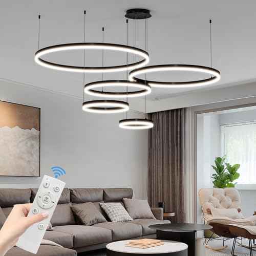Modern Ceiling Chandelier Light (Black / 11.8+15.7+23.6+31.4+39.3in)