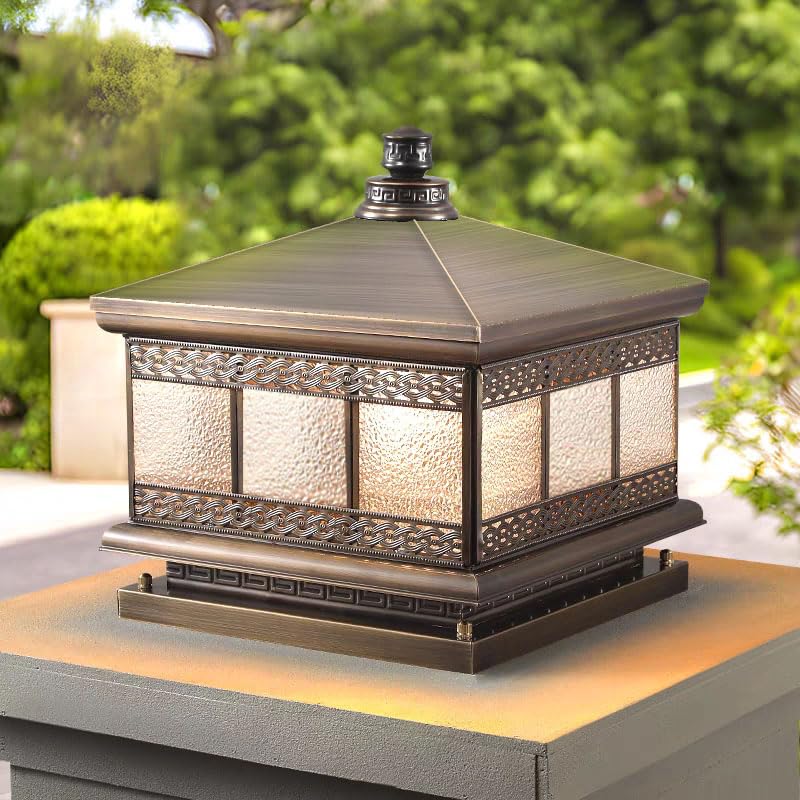 All Copper Steel Glass Outdoor Post lights (Diamond glass / 10X10IN)
