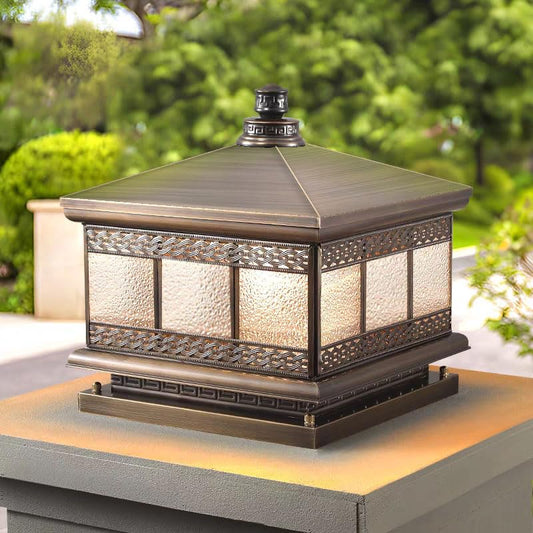 All Copper Steel Glass Outdoor Post lights (Diamond glass / 10X10IN)