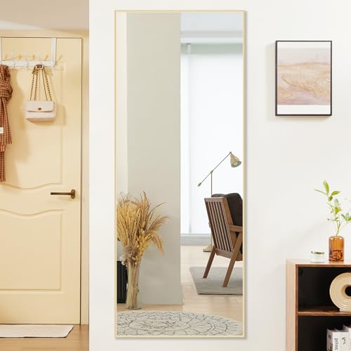 Full Length Mirror 64"x21" Full Body Floor Mirror for Bedroom or Cloakroom (Gold / 64.5"L x 21"W)