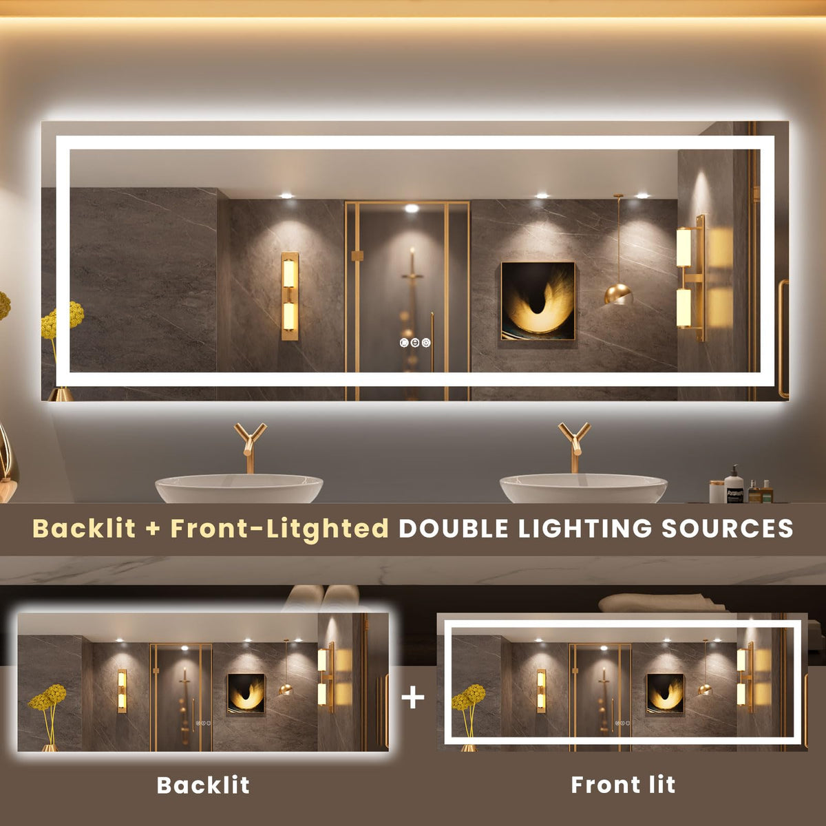84"X32" LED Bathroom Mirror with Lights (Led / 32"L x 84"W)