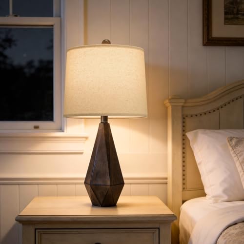 23.5'' Table Lamps Set of 2 for Bedroom (Medium - Wood Brown)