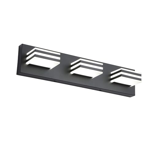Black Vanity Lights 3 Light Bar Light for Bathroom 20 Inch Mirror Light Fixtures Black Bath Lamps above Mirror 18W Vanity Sconces Modern Bathroom Sink Lights Acrylic Wall Lighting for Restroom (Black-Not-Dimmable / 3-Light, 20-Inch)