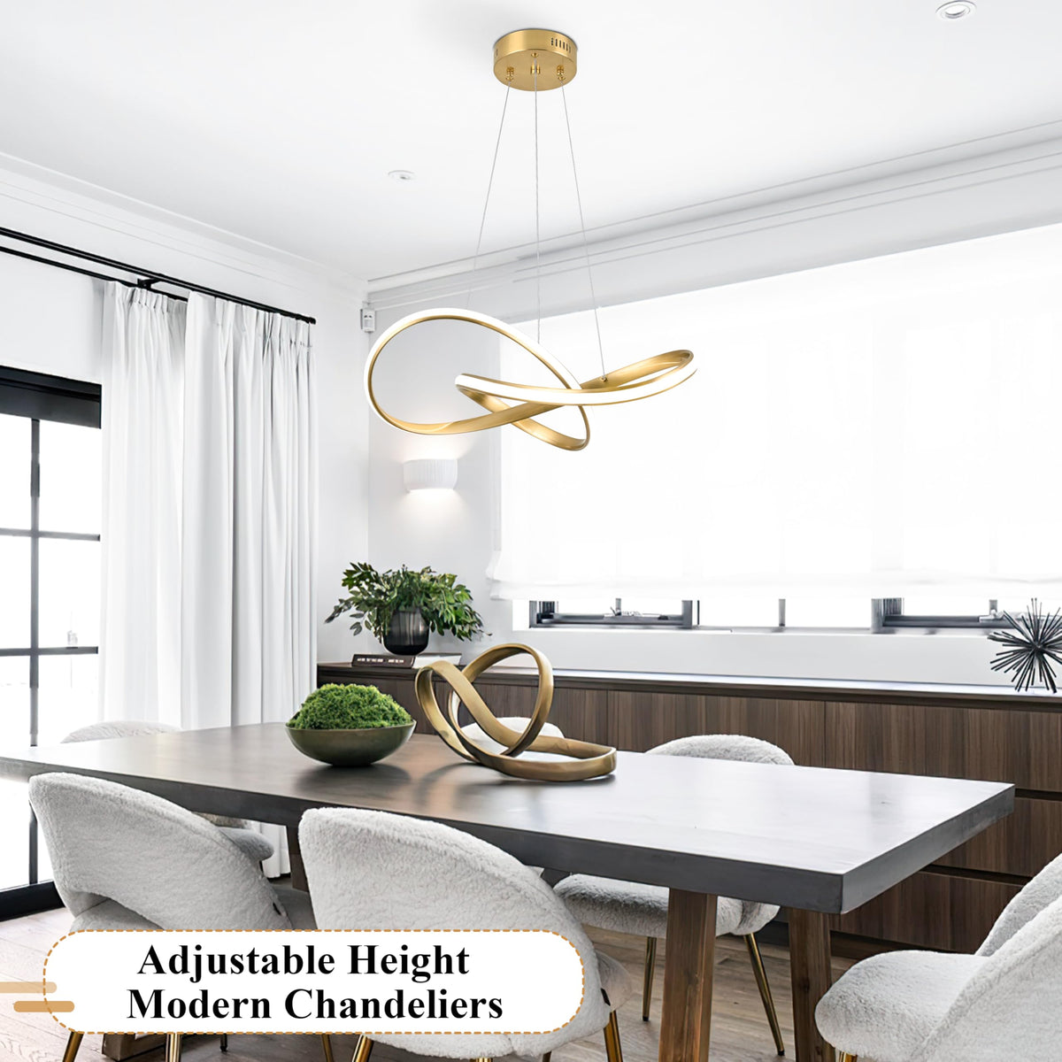 20" Gold Modern led Chandelier for Living Room (Gold / 20 Inch)