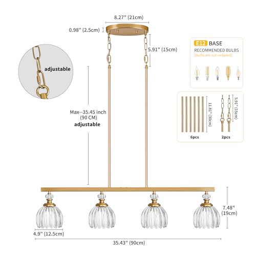 Gold Island Light for Kitchen (4-Light / Gold)