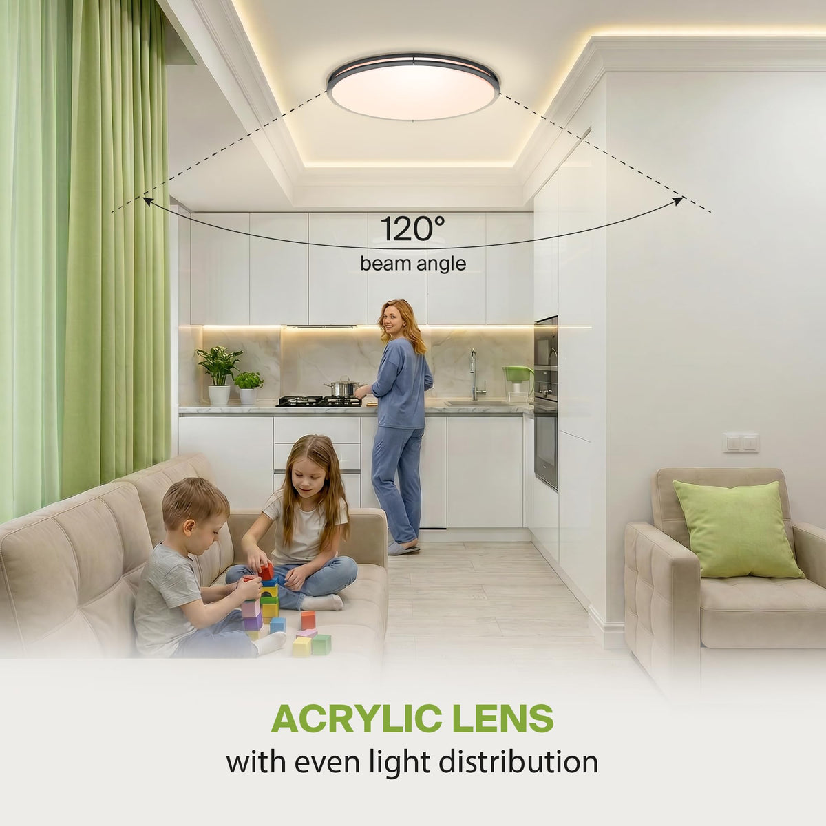 LED 32" Oval Flush Mount Lighting (Black)