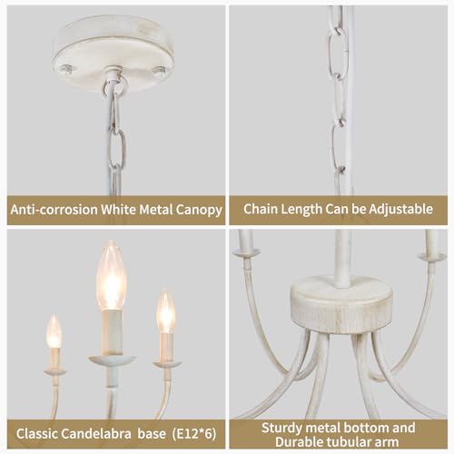 6 Light French Country Chandelier (White / 6 Light)