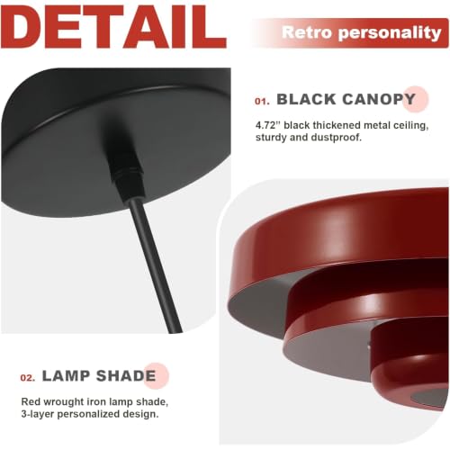 19.7" Red Pendant Light Fixture (Red / 19.7 Inch)