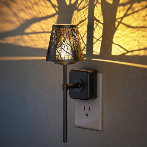Plug in Night Light Dimmable Metal Crafted Night Light 3000K Warm (Matte Black / 1 Pack)