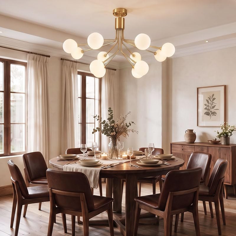 Gold Modern Chandelier 12 (Gold combined with white / 12-Light)