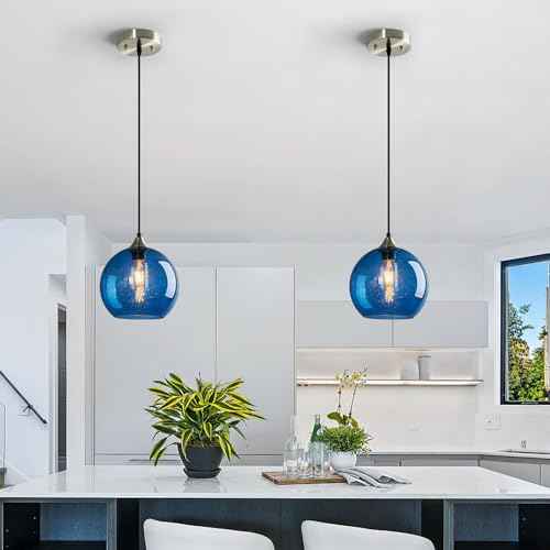 Blue Pendant Lights Kitchen Island 2 Pack (Blue / M - 7.87 in)