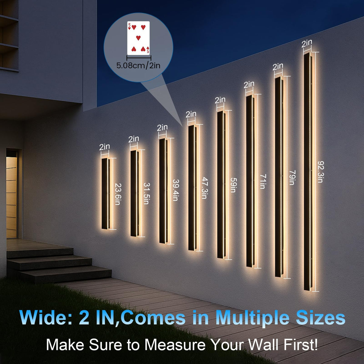 Modern Outdoor Wall Lights (Dimmable / 2pack-70.8Inch*2inch)