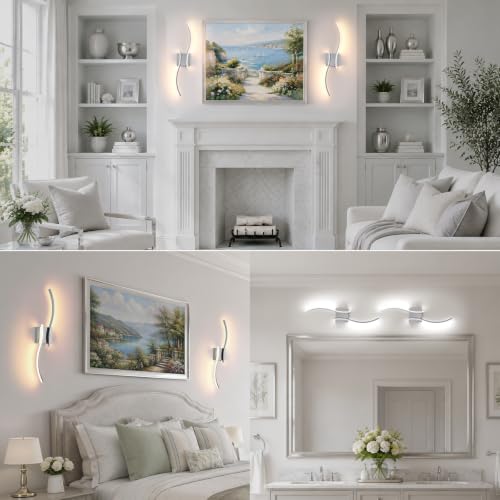 Battery Operated Wall Sconces Set of 2 (Chrome / 26.8 inch)