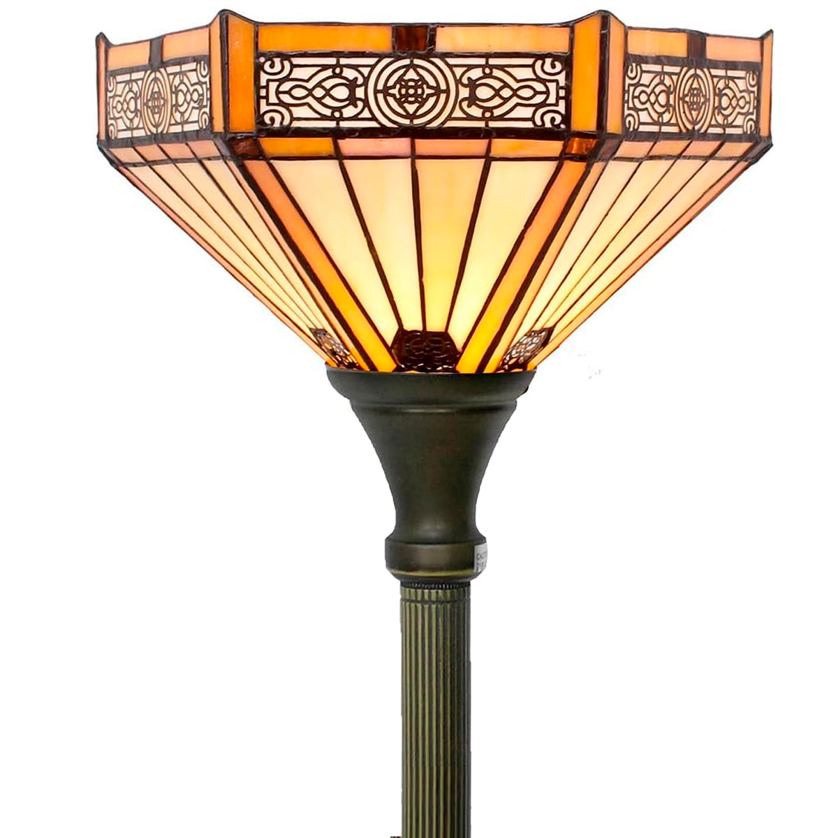 Tiffany Floor Lamp Yellow Hexagon Stained Glass Mission Light