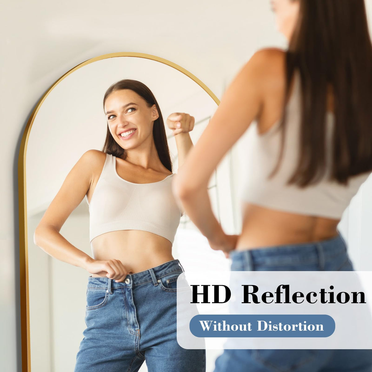 15"x56" Arched Full Length Floor Mirror (Gold-arched / 56"L x 15"W)