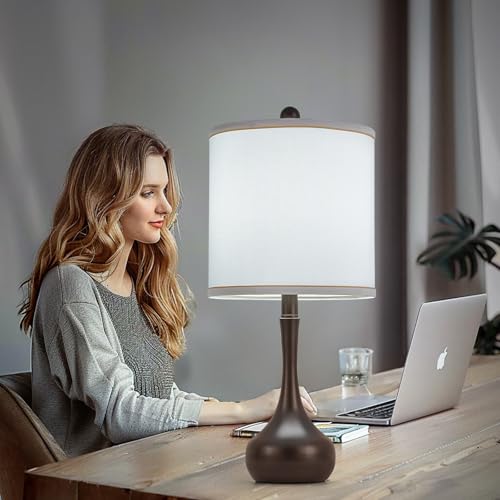 23" Farmhouse Table Lamp Set of 2 for Living Room Bedroom (Brown / 23")
