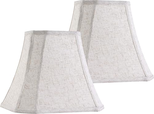Square Lamp Shades Beige Oatmeal (8 x 14 x 11 inches - 2 Pack / Beige Oatmeal Linen)