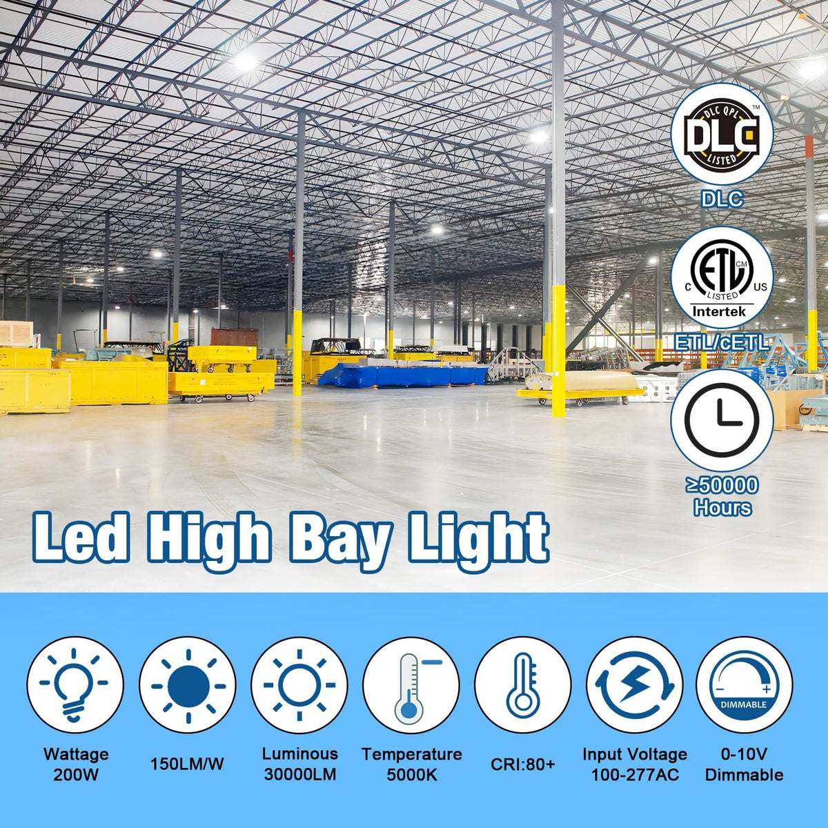 UFO LED High Bay Light 200W 30000LM 5000K DLC (200-18PACK)