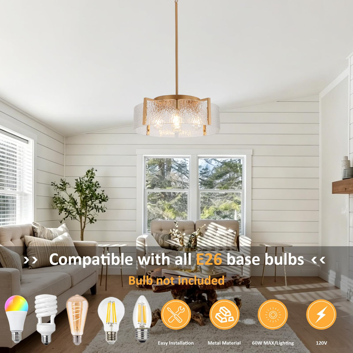 Gold Chandelier for Dining Room Light Fixture (5 Light Gold)