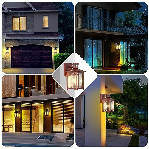 2 Pack Red Rustic Outdoor Wall Porch Lights (Red)