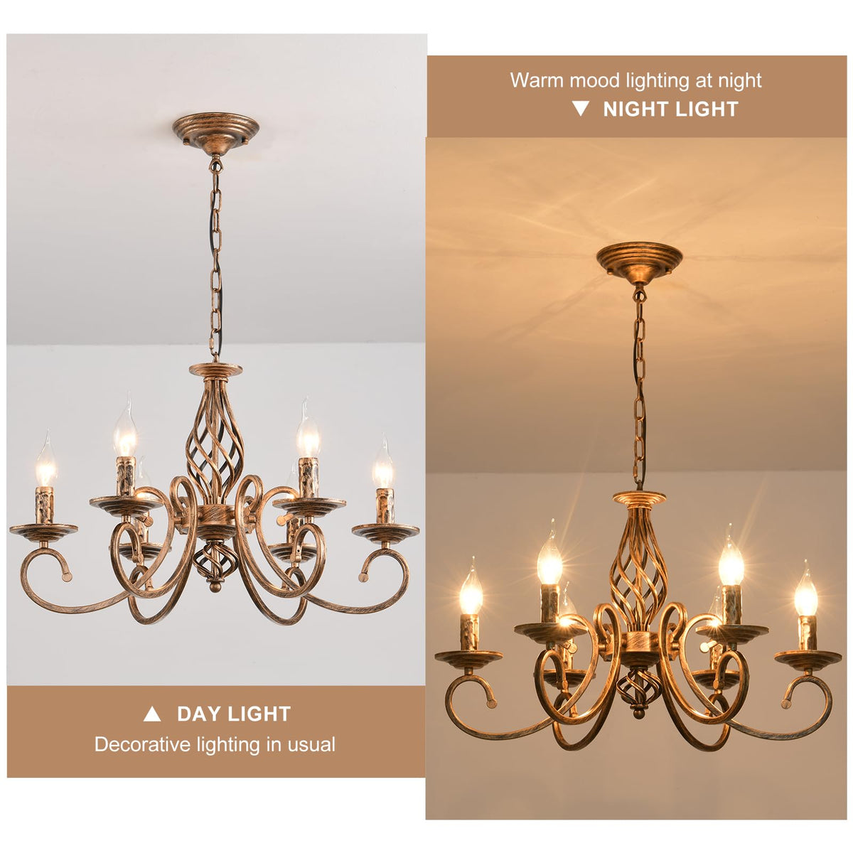 6 Light French Country Chandelier (Bronze/6 Lights)