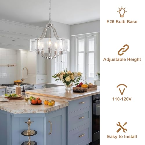 19.7'' Brushed Nickel Chandeliers for Dining Room (19.7 inch)