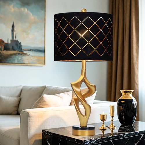 29" Tall Black and Gold Table Lamp for Living Room (Black & Gold (1 Pack))