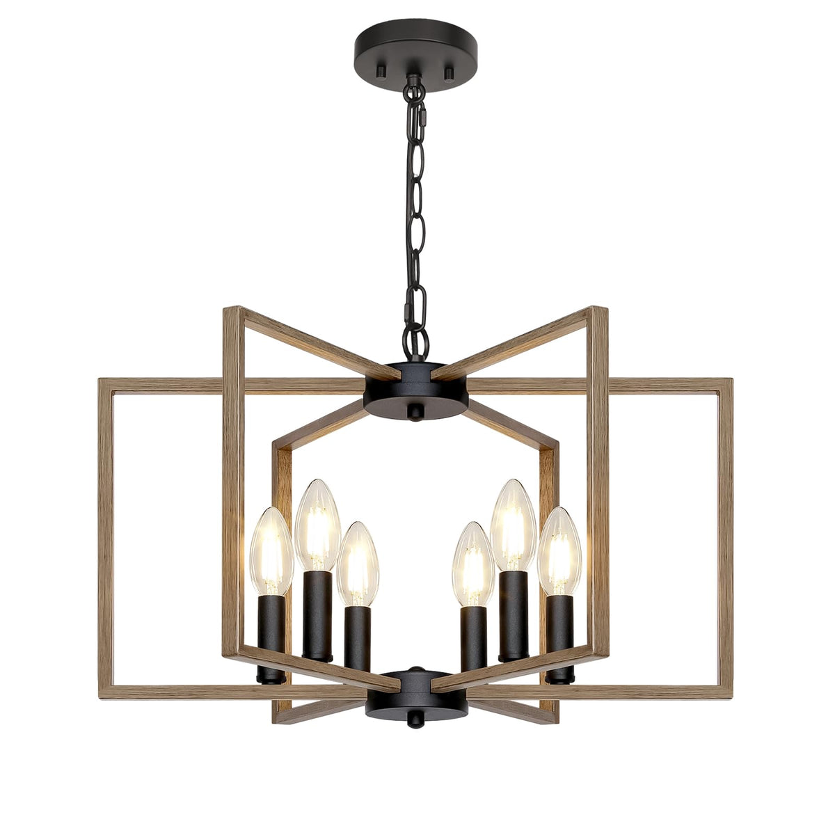 6 Light Farmhouse Chandelier (Brown / 6-Light)