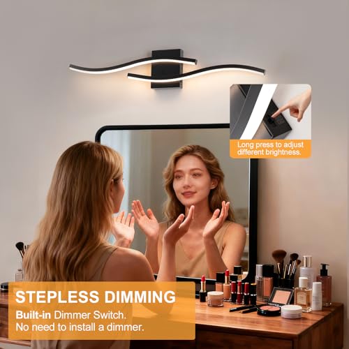 Black Curved Bathroom Vanity Light Fixture Over Mirror (Black / 31.5INCH)