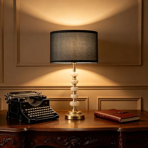 Crystal Table Lamp (Marble columns+Black)