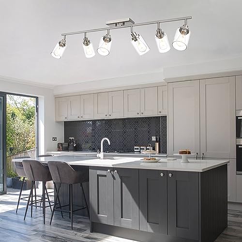 6 Light Track Lighting Kit Brushed Nickel with Rotatable Light Head (Brushed Nickel / 6-Light)