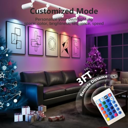 Plug in H Type LED Track Lighting Kits Dimmable RGB Ceiling Fixtures (White RGB)