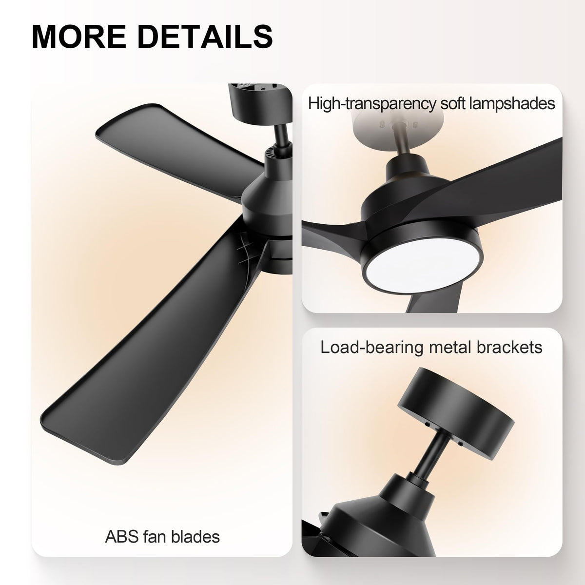52 Inch Ceiling Fan with Lights (black / 52 Inch)