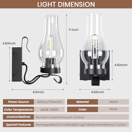 Battery Operated Wall Sconces (Black / Battery Operated)