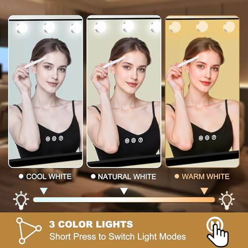 Vanity Mirror with Lights (Black / 28"L x 20"W)