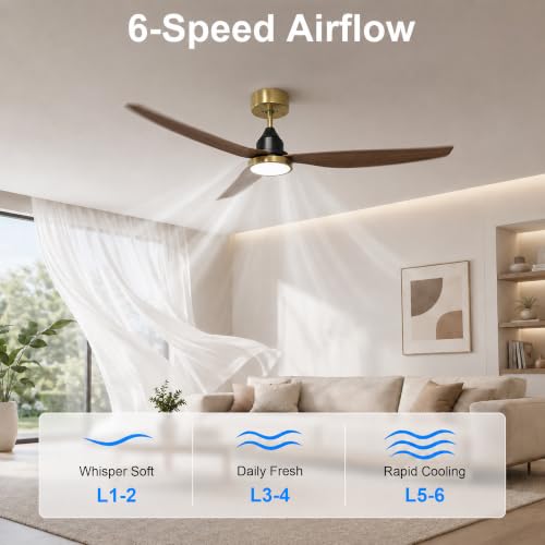 54 Inch Ceiling Fan with Lights (Gold & Walnut / 54 inch)