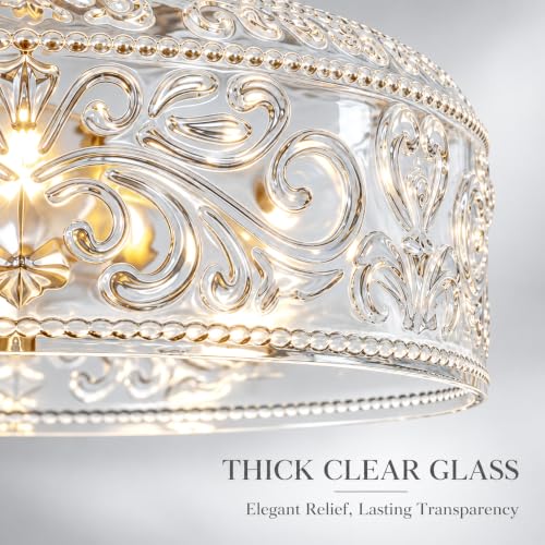 Vintag Pendant Light with Etched Crystal Glass