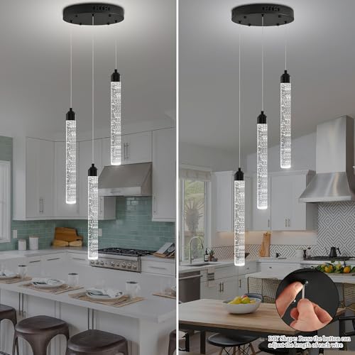 High Ceiling Crystal Staircase Chandelier Pendant Lights Modern Spiral Raindrop Dimmable LED Bubble Cluster Ceiling Hanging Lighting Fixture for Foyer Living Room Remote Control