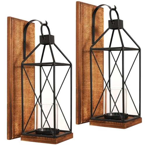 Wall Candle Sconces Set of 2 (Dark Brown)