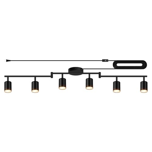 Plug in Track Lighting LED (6-Light Track Light(Black))