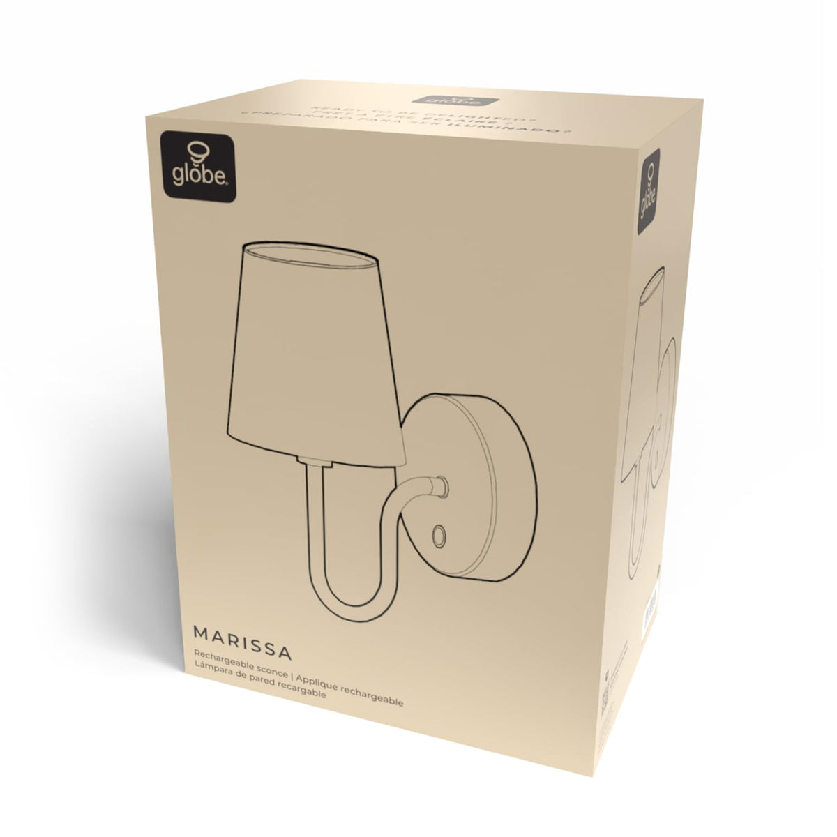 65000132 Rechargeable Battery Wall Sconce (Matte Black, Marissa)
