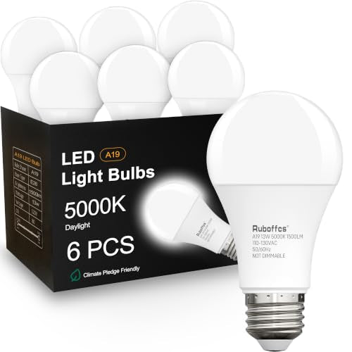6 Packs A19 LED Light Bulbs (5000k Daylight)