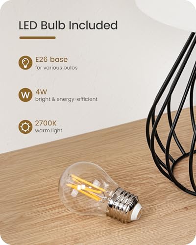 Small Table Lamp for Bedroom (White + Black)