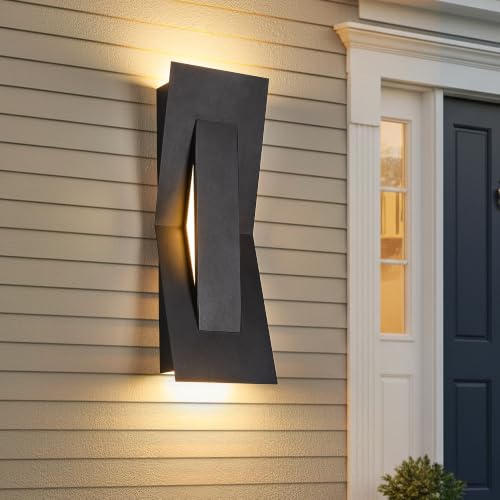 Modern Dimmable LED Up Down Wall Light (1 Pack Textured Black)