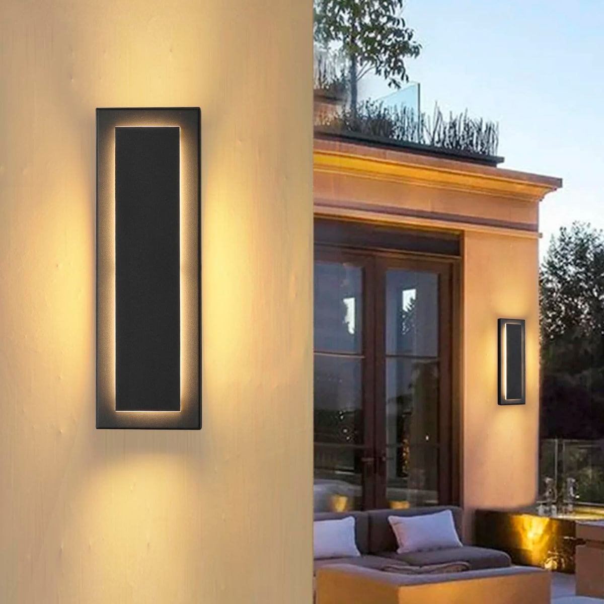 15.7 in Outdoor Wall Sconce Light (Black 1-tier Modern Design / 15.7 Inches（40 cm）)