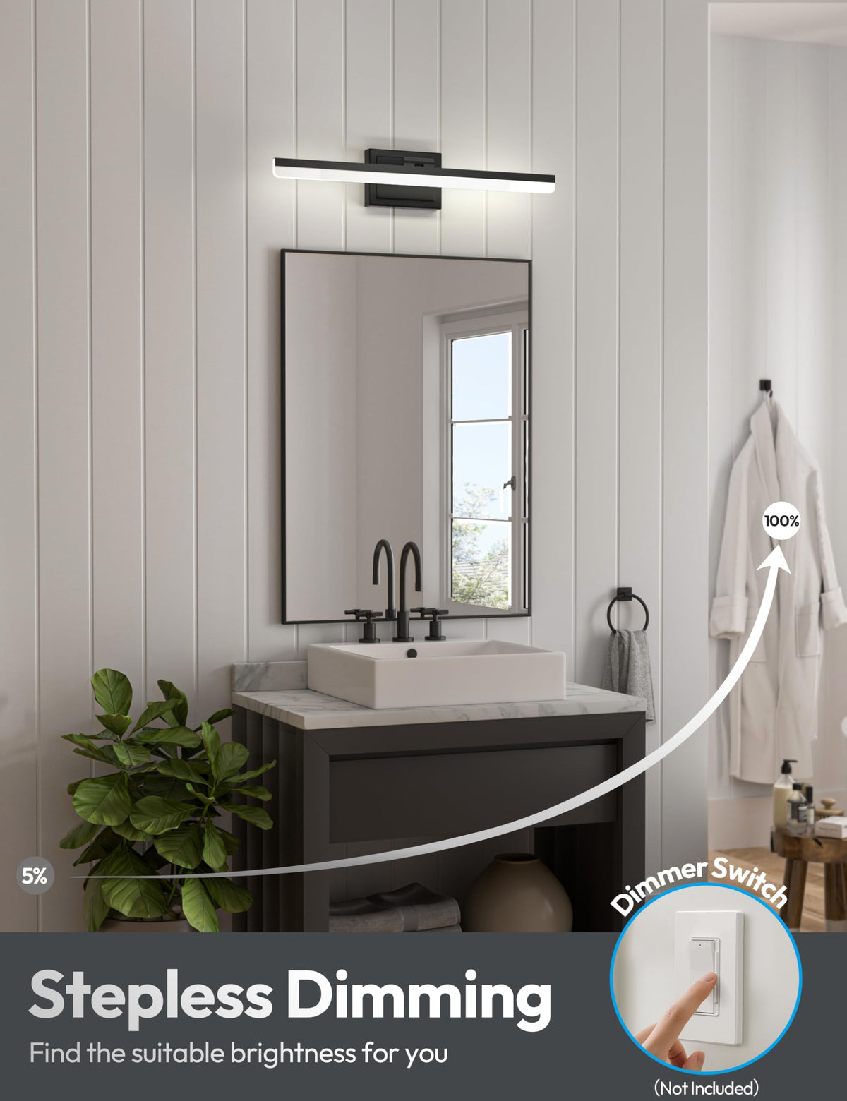 Modern Bathroom Vanity Light 24 inch (Black / 24 inch)