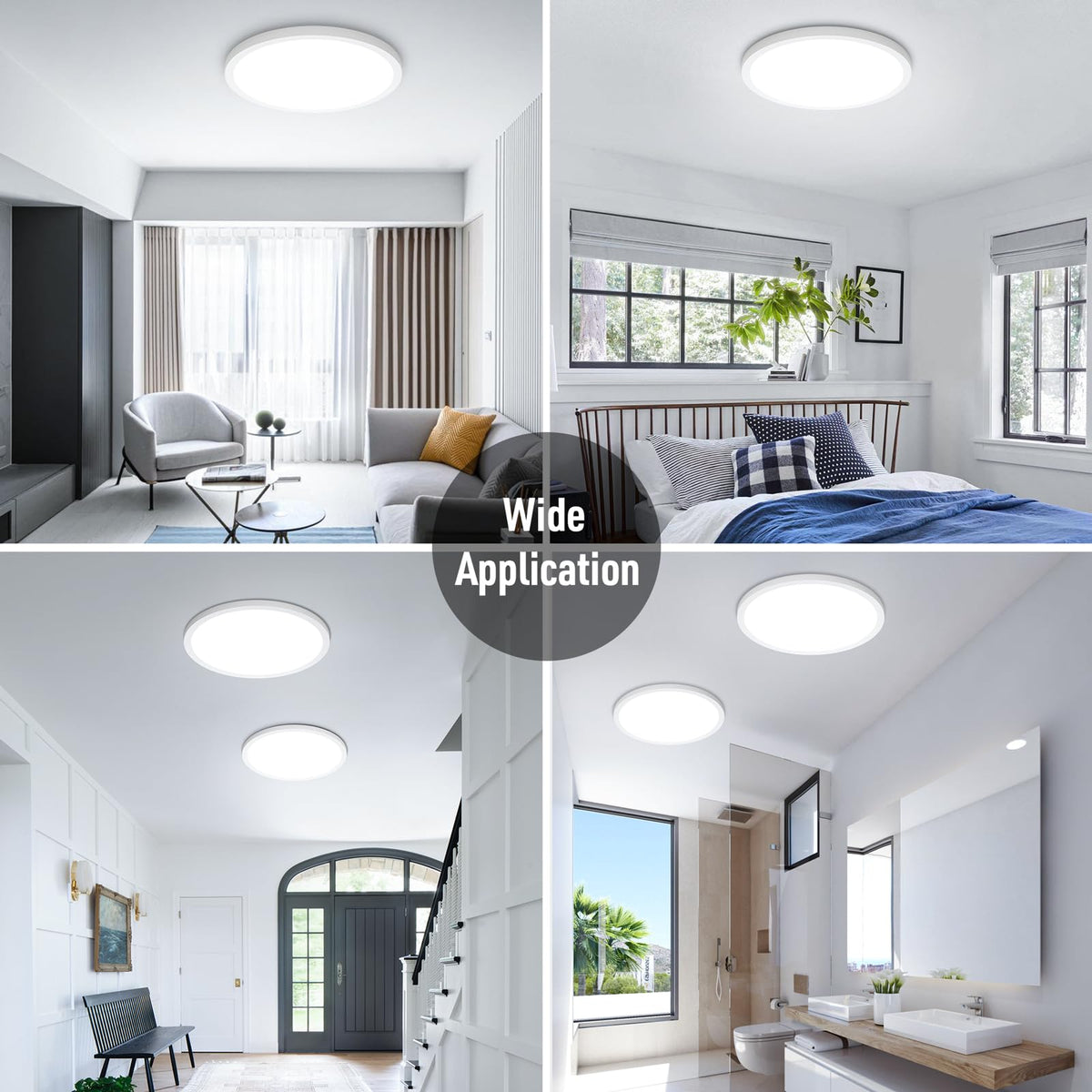 4 Pack 12" LED Flush Mount Ceiling Light 6000K (Cool White)